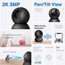 Tapo 2K Indoor Pan/Tilt Wired Security Camera - Works as a Baby Monitor & Pet Camera, Motion Detection, 2-Way Audio, Siren, Night Vision, No-Subscription Local Storage or Optional Cloud, C211 (2-Pack)