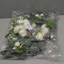 H&W 2pcs Artificial Wedding Arch Flowers for Wedding Sign, Floral Swag Dusty Decor for Reception Ceremony Backdrop(Willow Leaves-Peony-White)