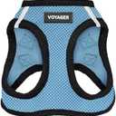 Best Pet Supplies - All Weather Mesh, Reflective, No Pull Harness for Small, Medium Dogs, Cats - Secure with Hook & Loop Fastener, Buckle, Double D-Rings - Baby Blue/Black Trim, L