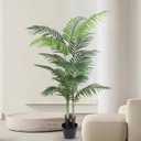 Artificial Palm Tree 5FT Fake Plants with Black Planter Tall Fake Palm Tree Potted Faux Tropical Floor Plant for Home Office Living Room Decor