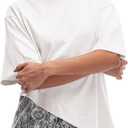 Women's Lace Patchwork Top Summer Daily Relaxed Fit Drop Shoulder Short Sleeve Blouse Casual Weekend T-Shirt (White, X)
