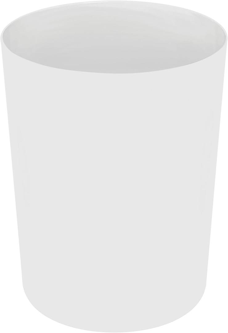 iDesign Small Round Plastic Bathroom Trash Can - Ideal for Bathroom, Bedroom, or Office - White