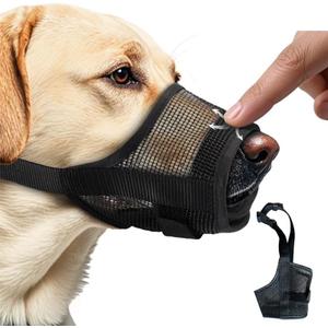 Dog Muzzle,Soft Air Mesh Muzzle for Dogs to Prevent Biting Barking Chewing, Breathable Mouth Guard Adjustable Loop Strap Pets Muzzle for Training(Black,L)
