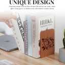 Wood Bookends, Book Ends for Shelves with Decorative Alphabet A and Z Design - Heavy Duty Iron & Ebony Wood Book Ends for Shelves Bookcase Desk - 1 Pair - J