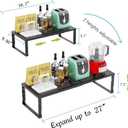Jojocross Expandable Cabinet Shelf Organizer Storage Spice Rack Shelves for Kitchen Stackable Adjustable Pantry Cupboard Bathroom Countertop Desktop(1Pack/Black/Large-with Hole)
