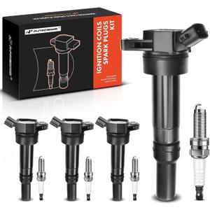 A-Premium Set of 4 Ignition Coil Pack (2-pin) and Iridium Spark Plugs Compatible with Hyundai Elantra 2012-2016 1.8L 4 Cyl, Tucson 2014-2020 2.0L 4 Cyl & Kia Soul 2012-2019 2.0L 4 Cyl