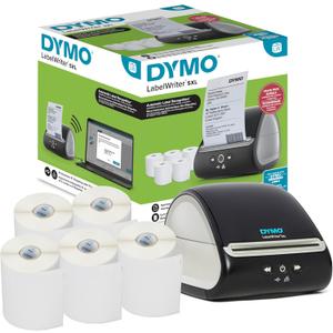 DYMO LabelWriter 5XL Label Printer Bundle Prints Extra-Wide ShippingLabels (UPS USPS) from Amazon eBay and More Perfect for eCommerce Sellers Includes 5 Extra-Large Shipping Labels (1100 Total) (White)