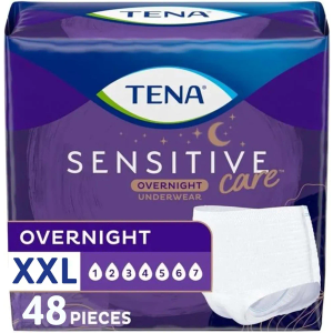 TENA Sensitive Care Overnight Incontinence Underwear for Women, Bladder Control and Postpartum, XXL, 48 Count (Waist size 47in-66in)
