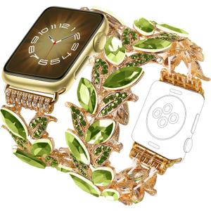 VIQIV Slim Bracelet Compatible with Apple Watch Bands, Size: 38/40/41/42mm(Series 11/10), Fit Wrist 5.7"-6.3") for Women, Stretchy Cute Thin Dressy Starlight Luxury Metal Strap for iWatch 