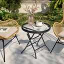 Outdoor Side Table - Small Patio End Table All Weather, Patio Furniture Sets and Outside Furniture for Pool, Balcony, Deck, Porch, Black