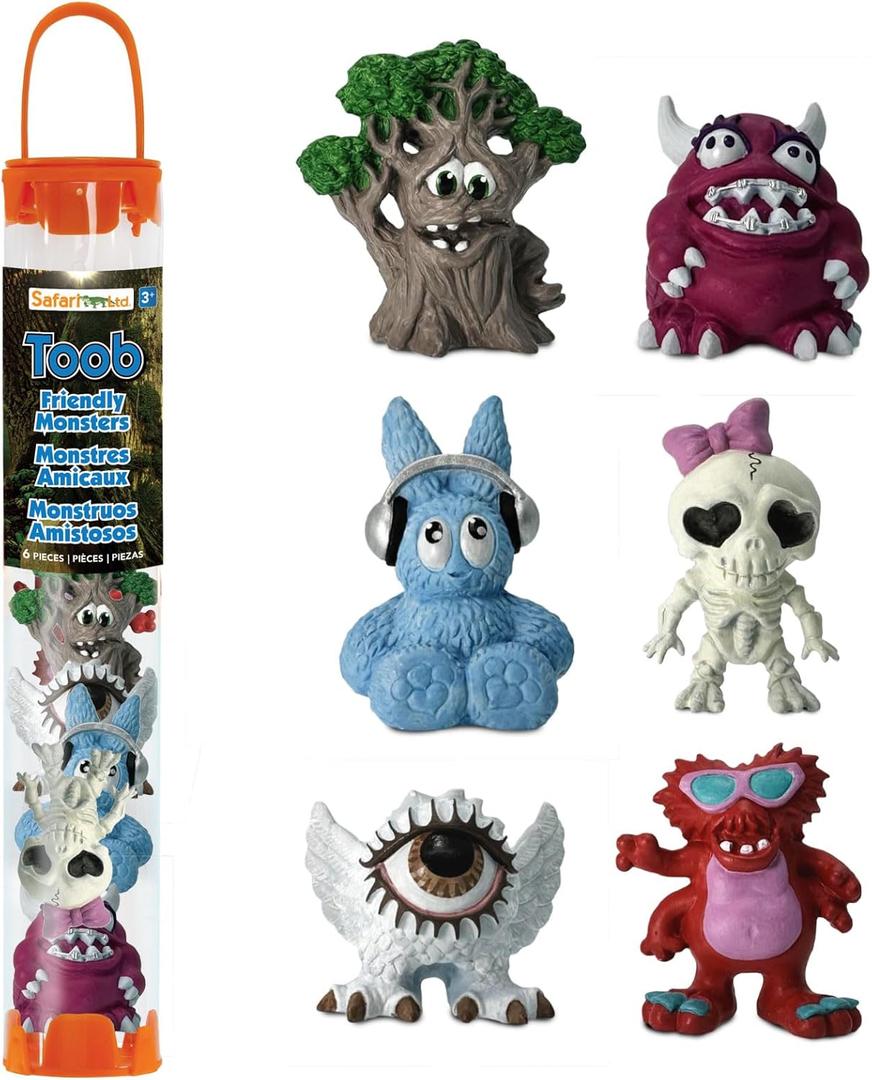 Safari Ltd. Friendly Monsters TOOB - 6 Miniature Monster Figurines - Imaginative Toy Set for Boys, Girls, and Kids Ages 3+