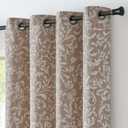 jinchan 80% Blackout Curtains for Living Room, Farmhouse Taupe Drapes with Scroll Floral Patterned for Bedroom, Grommet Top Thermal Insulated Curtains, Vintage Country Drapes 84 inch Length 2 Panels