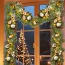 Christmas Garland Lighted Indoor Outdoor Decorations Artificial Christmas Garlands with Light Mantel Pine Cone for Door Porch Holiday Party Outdoor Indoor Xmas Decor 6FT Gold A