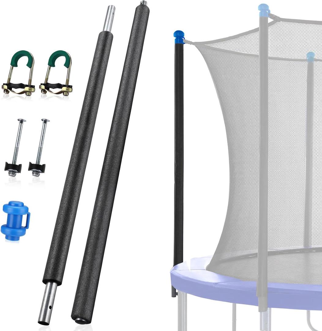 TOBWOLF 1PCS Trampoline Replacement Enclosure Pole, 10-16FT Universal Trampoline Frame Poles Set with Clamp and Hardware, Trampolines Stand Parts Fits Within 1.65"/4.2CM