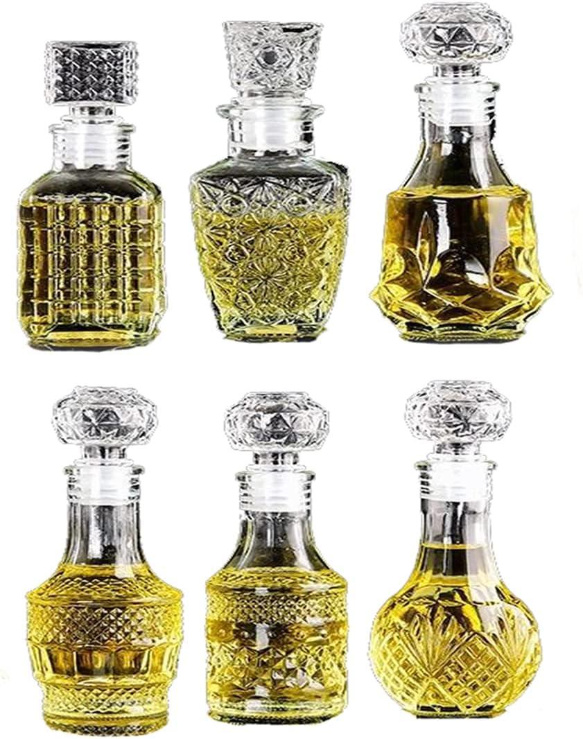 JQWIN AlifordGlass Mini Glass Bottles with 6 Different Shapes Can be Used for SelfMade juicing, Wine Bottles or Whiskey Decanter