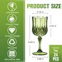 24 Pack 7 oz Vintage Plastic Wine Glasses Goblet Set, Unbreakable