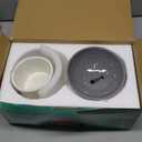 OMAYKEY 6.5 Inch Extra Wide Ceramic Raised Cat Bowl Set, Tilted Elevated Cat Bowls for Food and Water, Prevent Whisker Fatigue, Stress Free, Less Vomiting, Protect Spine, White & Grey