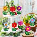 Wenqik 10 Pcs Spring Table Decoration Wooden Flower Decor Colorful Spring Tiered Tray Decor Flower Figurines Set with Stems Floral Centerpiece for Easter Party Home Shelf Decoration MotherS Day Gifts