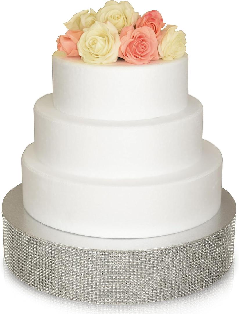 OCCASIONS Bling Wedding Cake Stand (Holds 150 lbs) Cupcake Base, Decorative Centerpiece for Parties (18'' Round, Silver)