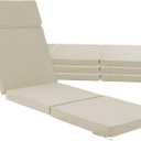 72 x 21 Inch Outdoor Chaise Lounge Cushions Set of 4 - Removable Cover, 4-Section Design, Water-Repellent & Fade-Resistant, 6 Tie Straps, Replacement for Patio & Pool Chairs - Cream