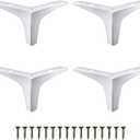 GOSCHE 4 Inches Metal Furniture Legs, Chrome Polished Silver Sofa Legs Set of 4, Modern Style Replacement Triangle Legs for Dresser Chair Bed Cabinet Cupboard DIY Replacement Couch Feet