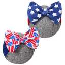 Baby Girl Bows Newborn Headband 0-6 Months Infant Big Bows for Birthday/Baby Shower/Photography/Baby Gifts (Blue Star & Heart Flag)