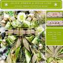 Christmas Tree Topper Bow53 x 13 Inches Velvet Large Christmas Bow Decor with Long Glittering Streamer LineXmas Decorations for Tree Wreath Door Festival Home(Olive Green & Gold Line)