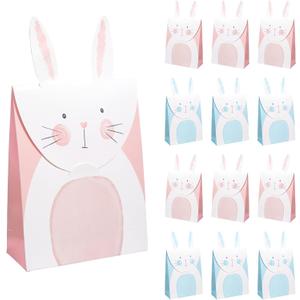 Cheerland Bunny Party Favor Bags - Pink and Blue, Rabbit, Easter, 12 Count, 8 x 4.7 x 2 inches