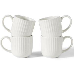 famiware Coffee Mugs Set of 4, Starlight 11 oz Mug Cup Set with Handle for Coffee, Tea, Cocoa, Milk - Ceramic Stoneware Mug Set, Matte White