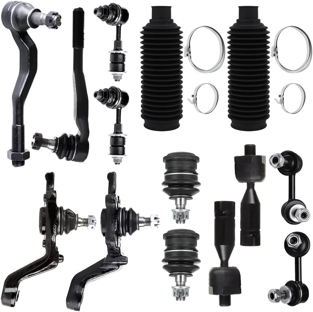 14-PC SET Suspension Kit fit 2001-2004 for Toyota for Tacoma Front Outer Inner Tie Rod End Steering Boot Lower Upper Ball Joint Sway Bar Link