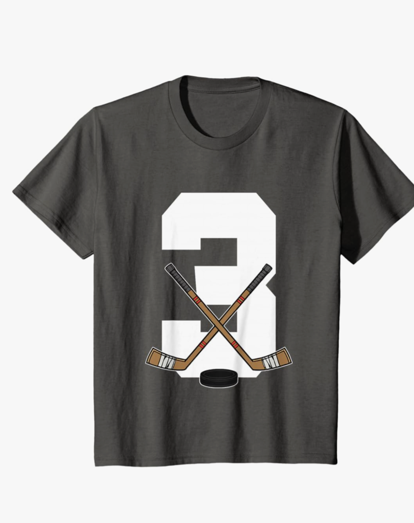 Kids Ice Hockey Kids Toddler Boys 3rd Birthday Ice Hockey T-Shirt, 3T Toddler