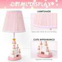 HERBESTBAY Kids Table Lamp, Adorable 14 Inch Castle Style Kids Desk Lamp, Pink Bedside Lamp Ideal for Girls Bedroom Decor, Includes LED Bulb