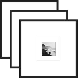 Upsimples 18x18 Picture Frame with 8x8 5x5 Double Mat, Black 18x18 Square Frame Collage Wall Decor, Matted to 8x8 or 5x5 Photos with Double Mats for Family, Baby, Hallway, Christmas