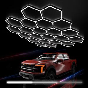 Hexagon Garage Lights : 3 Level Dimmable 581W Tube 22 Grids Hexagon LED Lights - Easy Install 6500K Super Bright Hex Light for Warehouse, Car Detailing Shop, Exhibition Hall, Gym