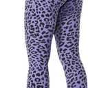 Sunzfly Invisible Butt Scrunch Workout Leggings with Pockets for Women, No Front Seam Gym Yoga Pants with Tummy Control (Small, Leopard Periwinkle)