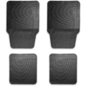 NASCAR Essential Car Floor Mats  4-Piece Set | All-Weather Protection | Universal Fit for Cars, Trucks & SUVs | Trim-to-Fit | Black Rubber Floor Mats