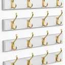Forbena Gold Coat Rack Wall Mount, Decorative Coat Hooks for Wall, Heavy Duty Coat Hanger Key Holder for Hanging Hats, Coats, Purses, Bags Bathroom, Teen Grils Room (White and Gold, 4 x 4 Hook)