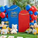 2Pcs Arch Backdrop Covers Red Blue (7.2ft+6ft) Wedding Arch Cover Decorations Spandex Fitted Chiara Arch Backdrop Stand Covers for Birthday Party Baby Shower Bridal Shower,Independence Day Supplies
