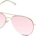 SOJOS Classic Aviator Sunglasses for Women Men Metal Frame Spring Hinges SJ1030 (Gold Frame Pink Mirrored Lens)