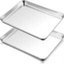 TeamFar Baking Sheet, 17.6 x 13 x 1 Stainless Steel Large Cookie Sheet Half Baking Pans, Non-toxic & Healthy, Easy Clean & Dishwasher Safe, Heavy Duty & Sturdy- Set of 2