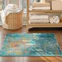 RELEANY Washable Area Rugs 2'x3' Non-Slip Modern Abstract Soft for Living Room Entryway Bedroom Nursery, Print Pattern, Teal Blue Green Orange Rust Red Colorful