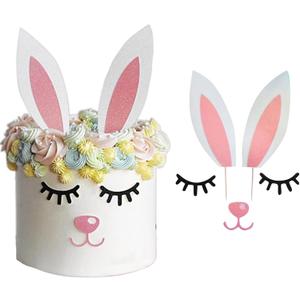 Bunny Ears Cake Topper Easter Cake Topper for Easter Theme Spring Party Decor Baby Shower Dessert Supplies,2 Pack
