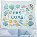 MNASAIOO East Coast Coastal Seashells Wall Tapestry Hanging for Bedroom, Blue Beach Ocean Sea Tapestries, Rustic Summer Wall Decor Banner for Living Room Beachy House 50x60in