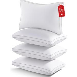 ROUMEA Pillows Standard Size Set of 4,Gusseted Bed Pillows 4 Pack, Luxury Hotel Quality, Supportive Standard Pillows with Soft Down Alternative for Back Stomach Side Sleepers, Machine Washable