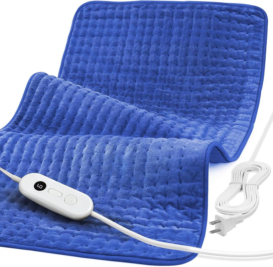 Heating Pad for Back Pain Relief, 33'' x 17'' XXXL Electric Heating Pad for Neck and Shoulder Cramps with 6 InstaHeat Settings, Auto Off, Moist Dry Heat Therapy, Machine Washable