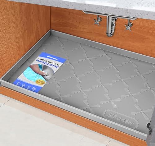 SIKADEER 34" x 22" Under Sink Mat Waterproof, Silicone Mat Kitchen Drawer Shelf and Cabinet Liner, Sink Protector for Kitchen Organizers and Storage, Boot Tray Pet Food Mats