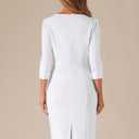 Allegra K Work Dress for Women 3/4 Sleeve Boat Neck Back Slit Sheath 2026 Professional Bodycon Business Casual Dresses M