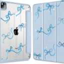 May Chen for iPad Pro 11 inch M2 4th Generation 2022, iPad Pro 11 3rd/2nd/1st Gen, Case with Transparent Shockproof Back Cover [Built-in Pencil Holder, Auto Sleep/Wake, Bows Blue