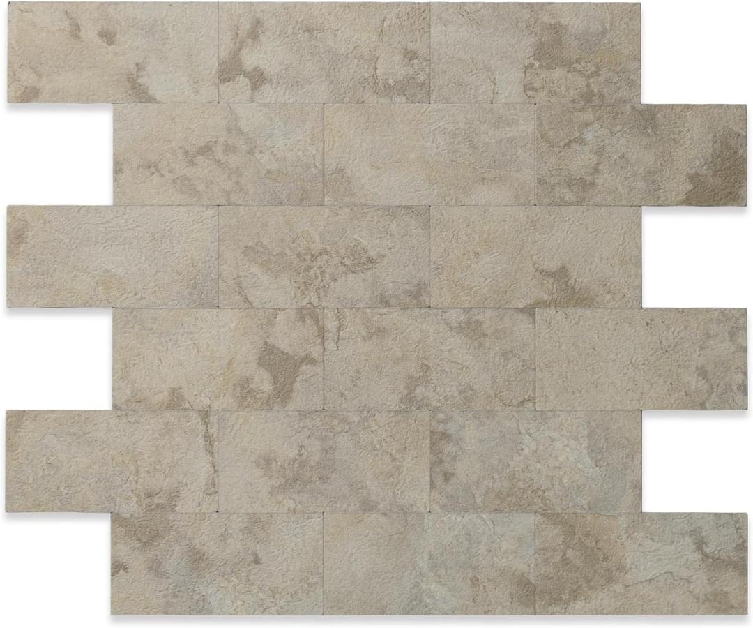 2026 New Upgrade Peel and Stick Backsplash Tile, Peel and Stick 11.34" X 11.57" Wall Tile for Kitchen, Bathroom, Fireplace, Laundry (Ecru Stone, 10 Packs)
