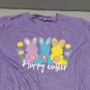 Qskall Easter Shirts for Women Happy Easter T-Shirt Cute Bunny Tee Tops Purple L
